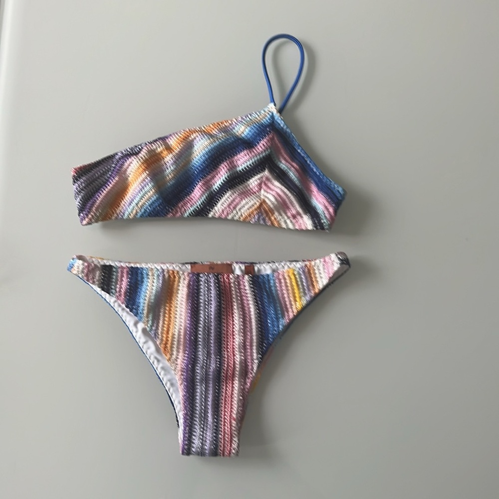 Missoni Multicolor Striped One-Shoulder Bikini — Blue Strap - Picture 5 of 16